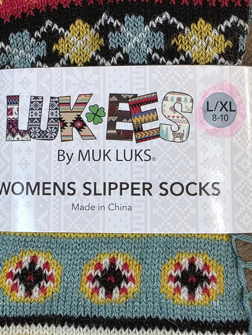 LUK-KEES Muk Luks Women's L/XL (8-10) Multicolor Slipper Socks NEW